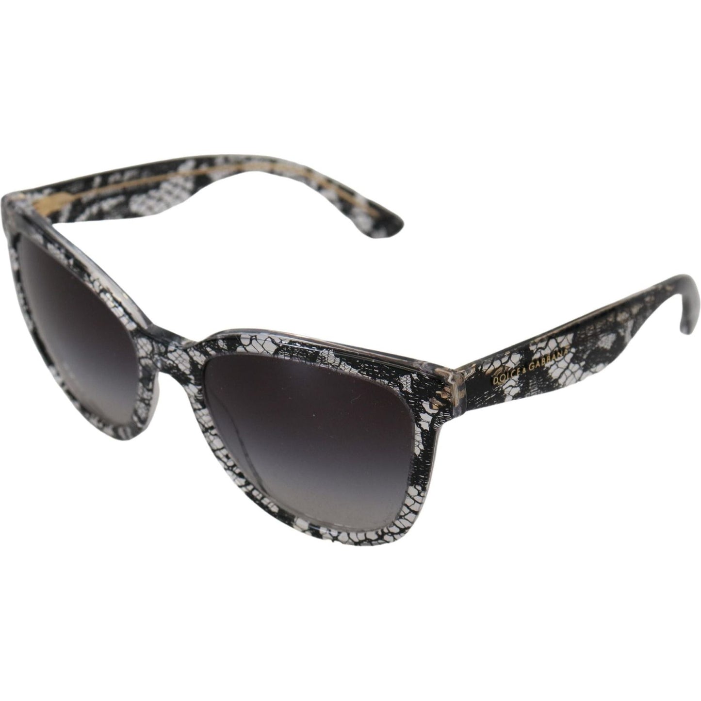 Dolce & Gabbana Elegant White Lace Applique Sunglasses black-lace-white-acetate-frame-shades-dg4190-sunglasses