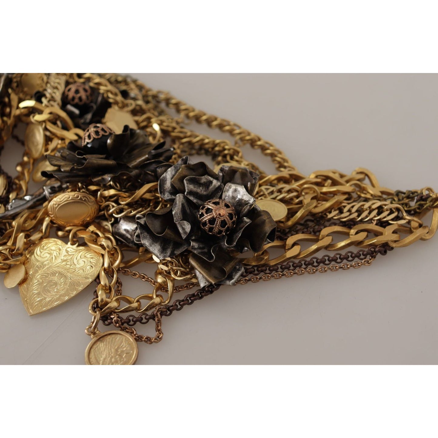 Dolce & Gabbana Sicilian Glamour Gold Statement Necklace WOMAN NECKLACE gold-brass-sicily-charm-heart-statement-necklace