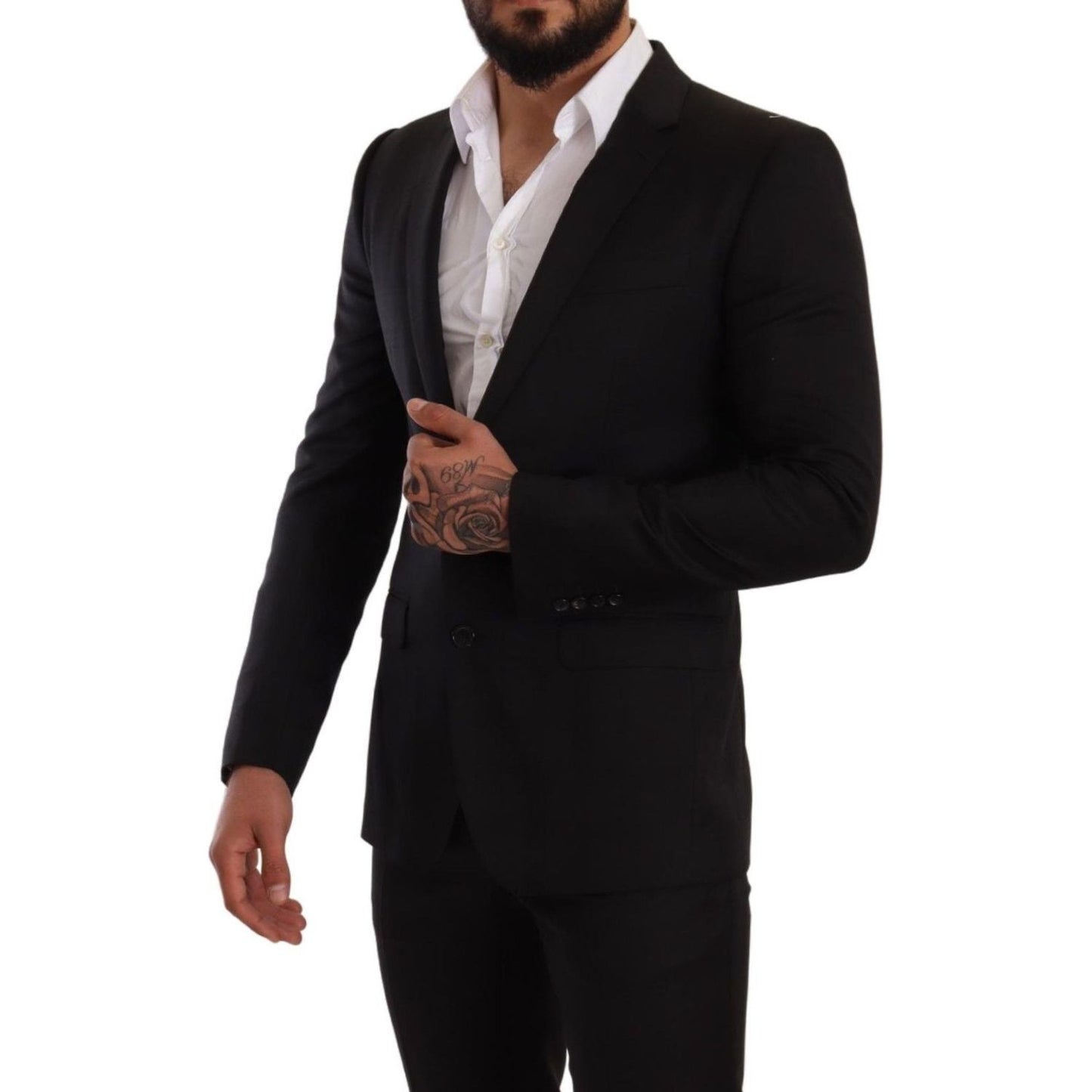 Dolce & Gabbana Elegant Slim Fit Martini Two-Piece Suit Suit black-check-martini-slim-fit-2-piece-suit