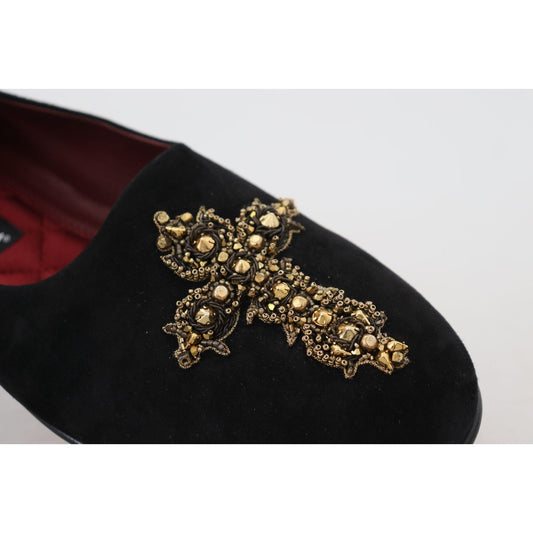 Dolce & GabbanaBlack Gold Crystal Sequined LoafersMcRichard Designer Brands£619.00