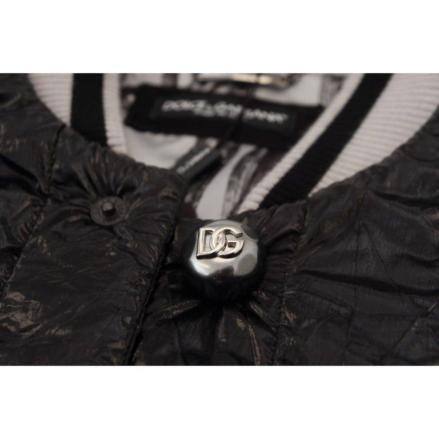 Dolce & Gabbana Sleek Black Bomber Jacket black-dg-logo-print-lining-bomber-jacket