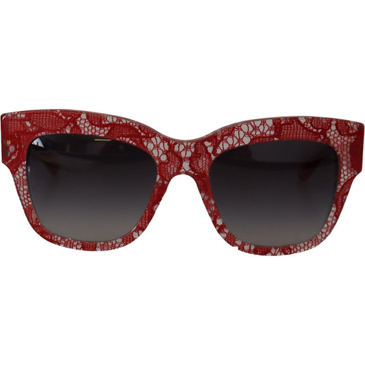 Dolce & Gabbana D&G Chic Sicilian Lace Tinted Sunglasses red-lace-acetate-rectangle-shades-dg4231sunglasses