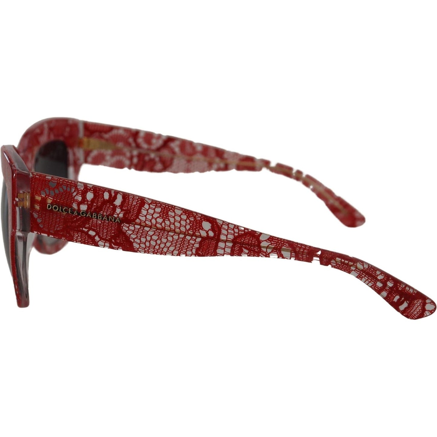 Dolce & Gabbana Chic Sicilian Lace Tinted Sunglasses red-lace-acetate-rectangle-shades-dg4231sunglasses