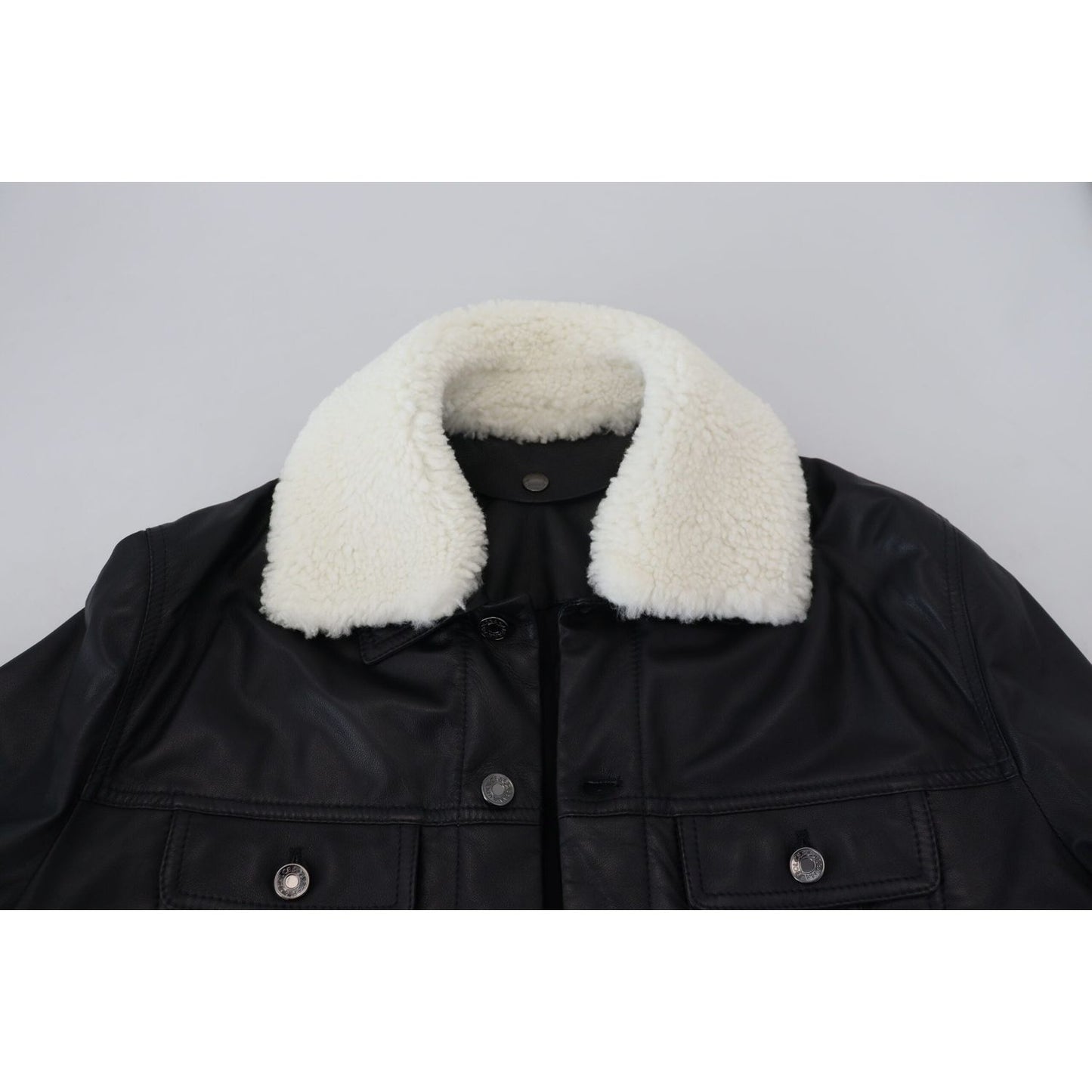 Dolce & Gabbana Elegant Black Leather Bomber Jacket black-lamb-leather-collared-men-coat-jacket-1