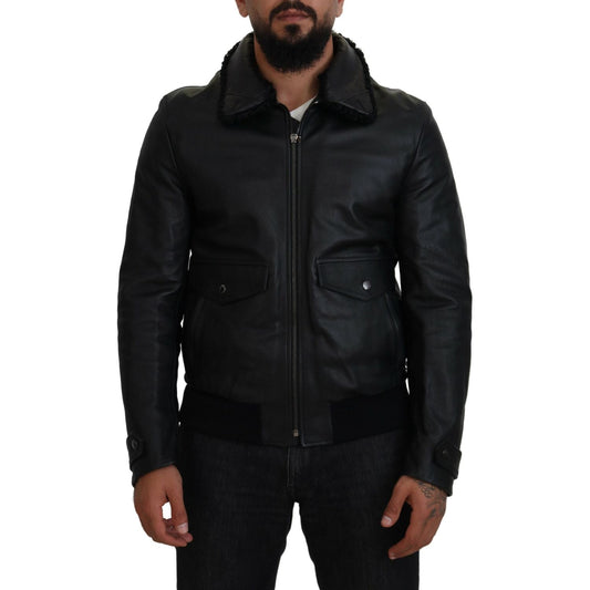 Dolce & GabbanaChic Black Leather Silk-Lined JacketMcRichard Designer Brands£2379.00