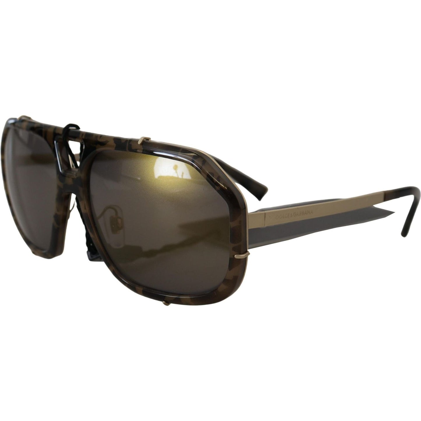 Dolce & Gabbana Chic Aviator Mirrored Brown Sunglasses brown-camo-metal-matte-mirror-lens-dg2167-sunglasses