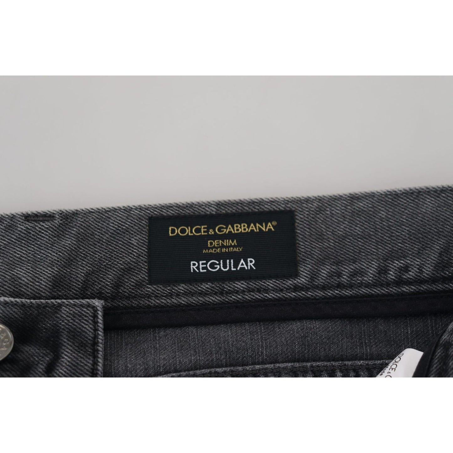 Dolce & Gabbana Elegant Grey Checkered Denim Treasure gray-cotton-checkered-leg-men-denim-jeans