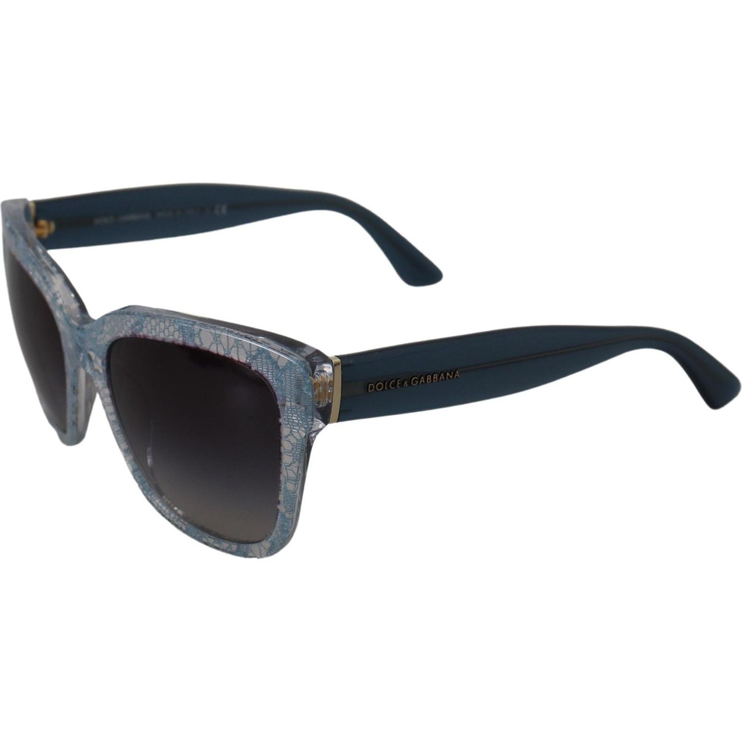 Dolce & Gabbana Elegant Sicilian Lace-Infused Women's Sunglasses blue-lace-acetate-rectangle-shades-dg4226-sunglasses