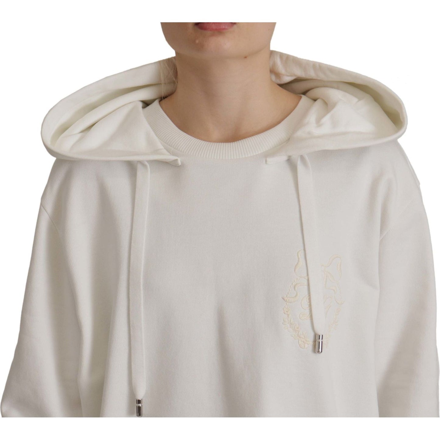 Dolce & Gabbana Chic White Hooded Pullover Sweater white-hoodie-pullover-embroidered-sweater