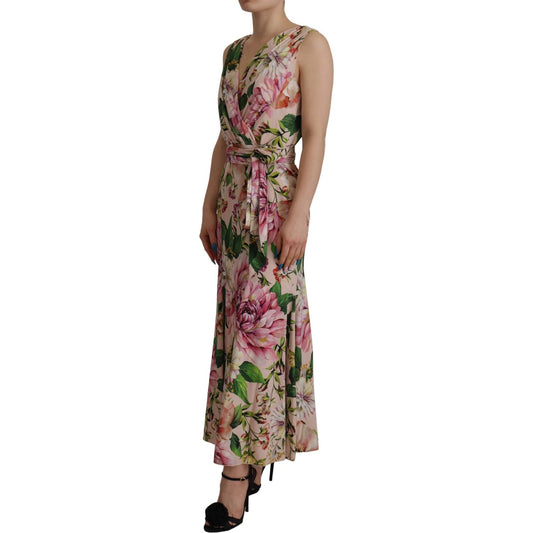 Elegant Floral Silk Wrap Dress