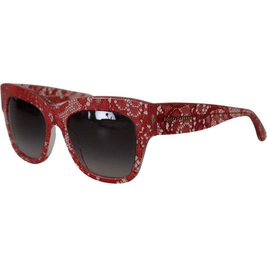 Dolce & Gabbana Elegant Lace-Infused Red Sunglasses red-lace-acetate-rectangle-shades-dg4231-sunglasses
