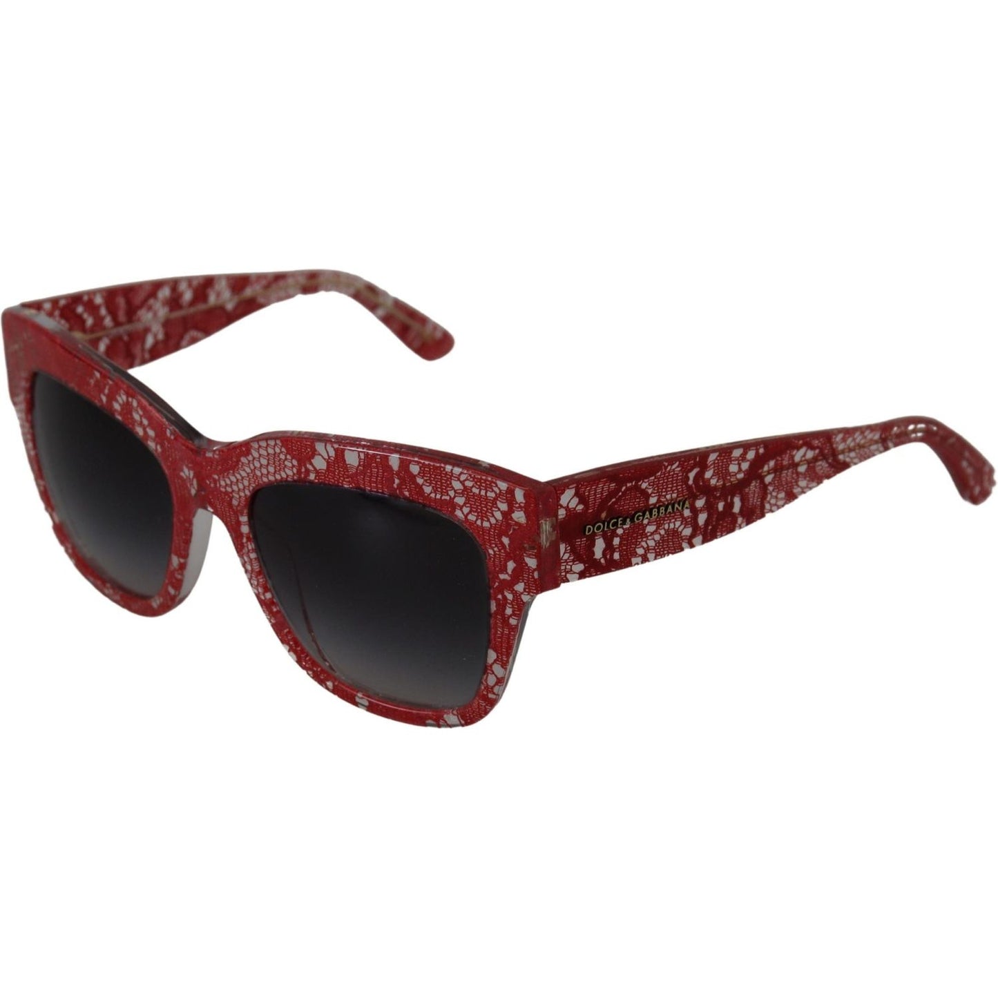 Dolce & Gabbana | Elegant Lace-Infused Red Sunglasses| McRichard Designer Brands   