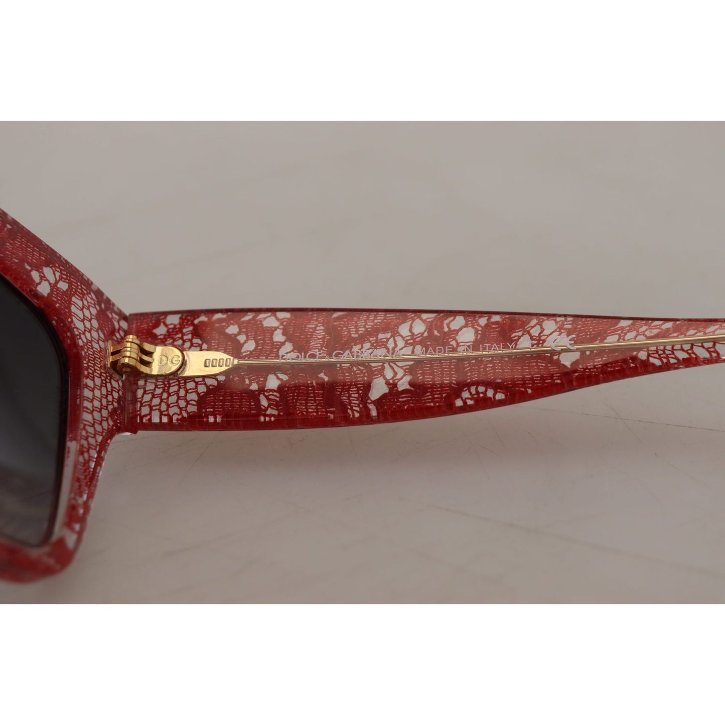Dolce & Gabbana Elegant Lace-Infused Red Sunglasses red-lace-acetate-rectangle-shades-dg4231-sunglasses