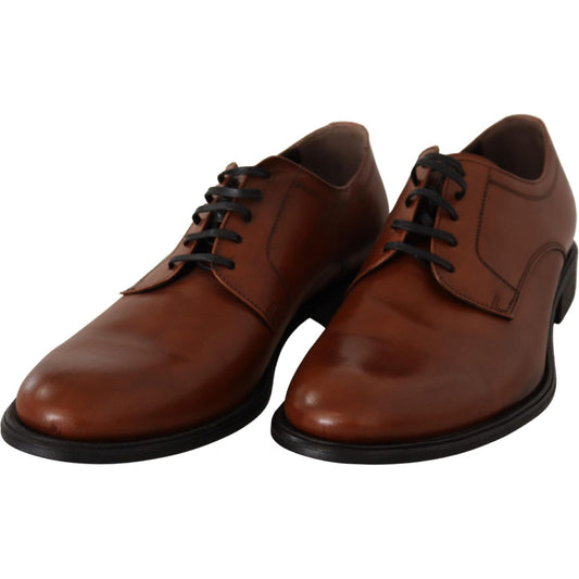 Dolce & Gabbana Elegant Brown Derby Formal Shoes brown-leather-lace-up-mens-formal-derby-shoes