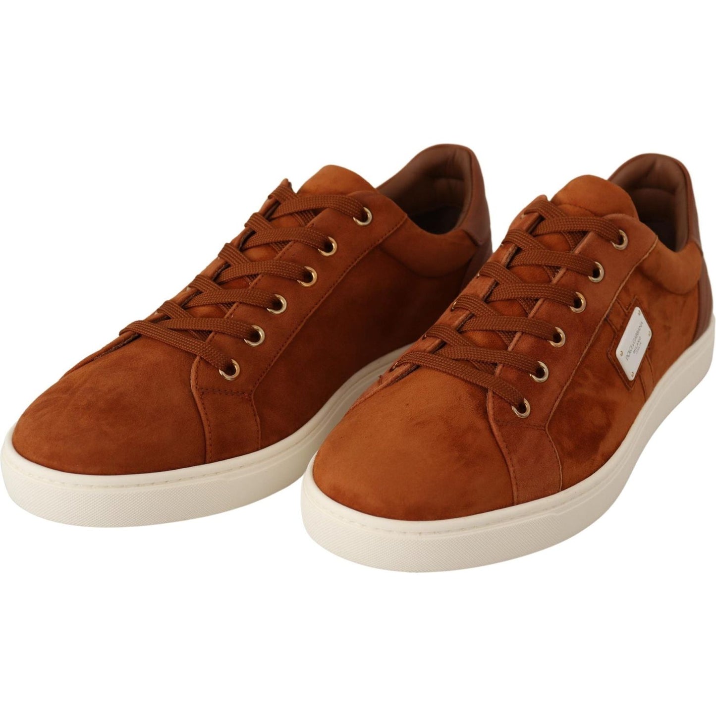 Dolce & Gabbana Elegant Light Brown Leather Sneakers light-brown-suede-leather-low-tops-sneakers