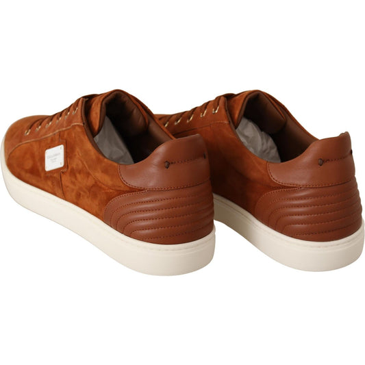 Dolce & Gabbana Elegant Light Brown Leather Sneakers light-brown-suede-leather-low-tops-sneakers