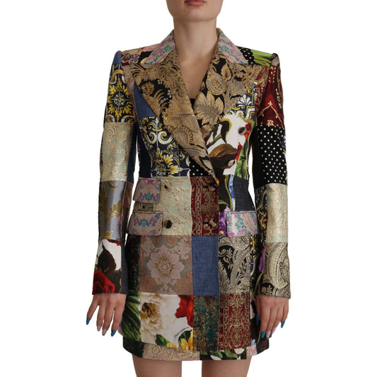 Dolce & Gabbana Elegant Multicolor Patchwork Blazer Jacket multicolor-double-breasted-patchwork-jacquard-blazer-jacket