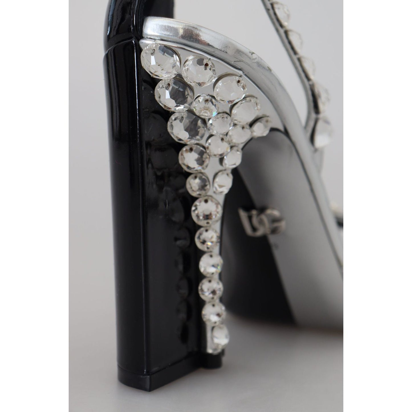 Dolce & Gabbana Elegant Crystals Embellished Leather Pumps black-silver-crystal-double-design-high-heels-shoes