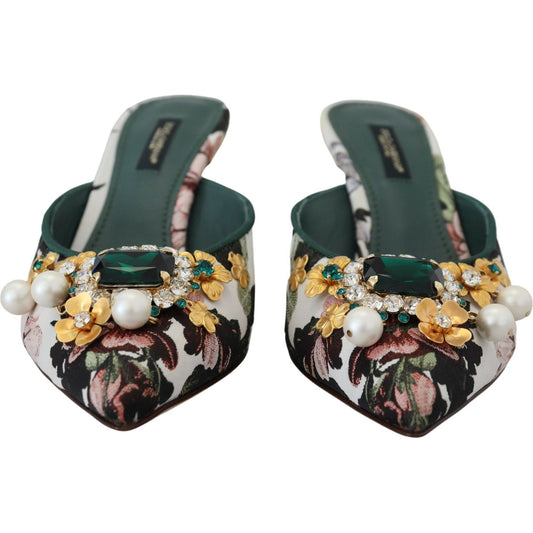 Dolce & Gabbana Multicolor Flat Luxury Sandals multicolor-crystal-embellishment-slip-on-sandals
