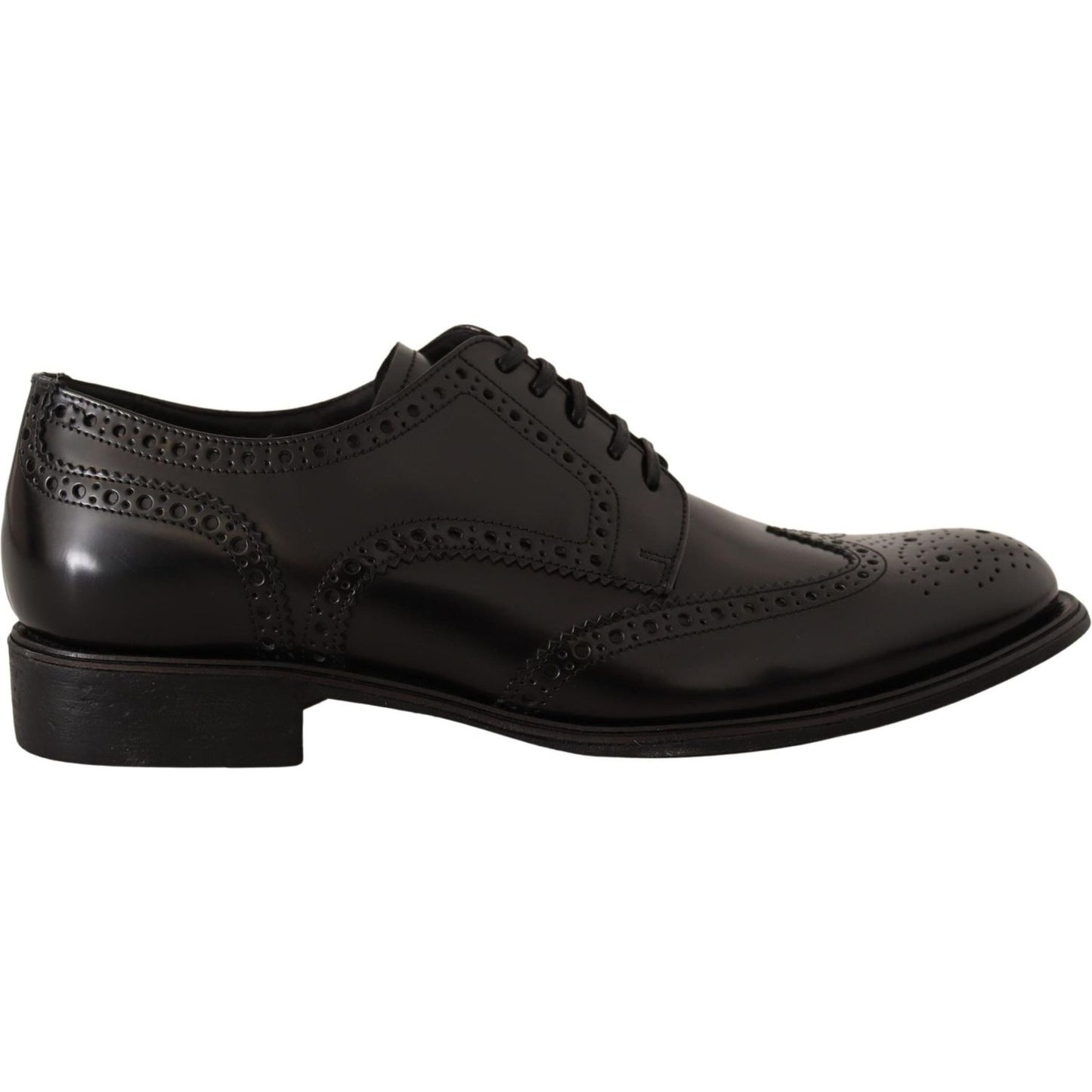 Dolce & Gabbana Elegant Wingtip Derby Oxford Shoes black-leather-oxford-wingtip-formal-shoes