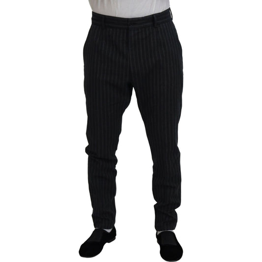 Dolce & Gabbana Elegant Striped Chino Dress Pants dark-gray-stripes-chino-dress-pants