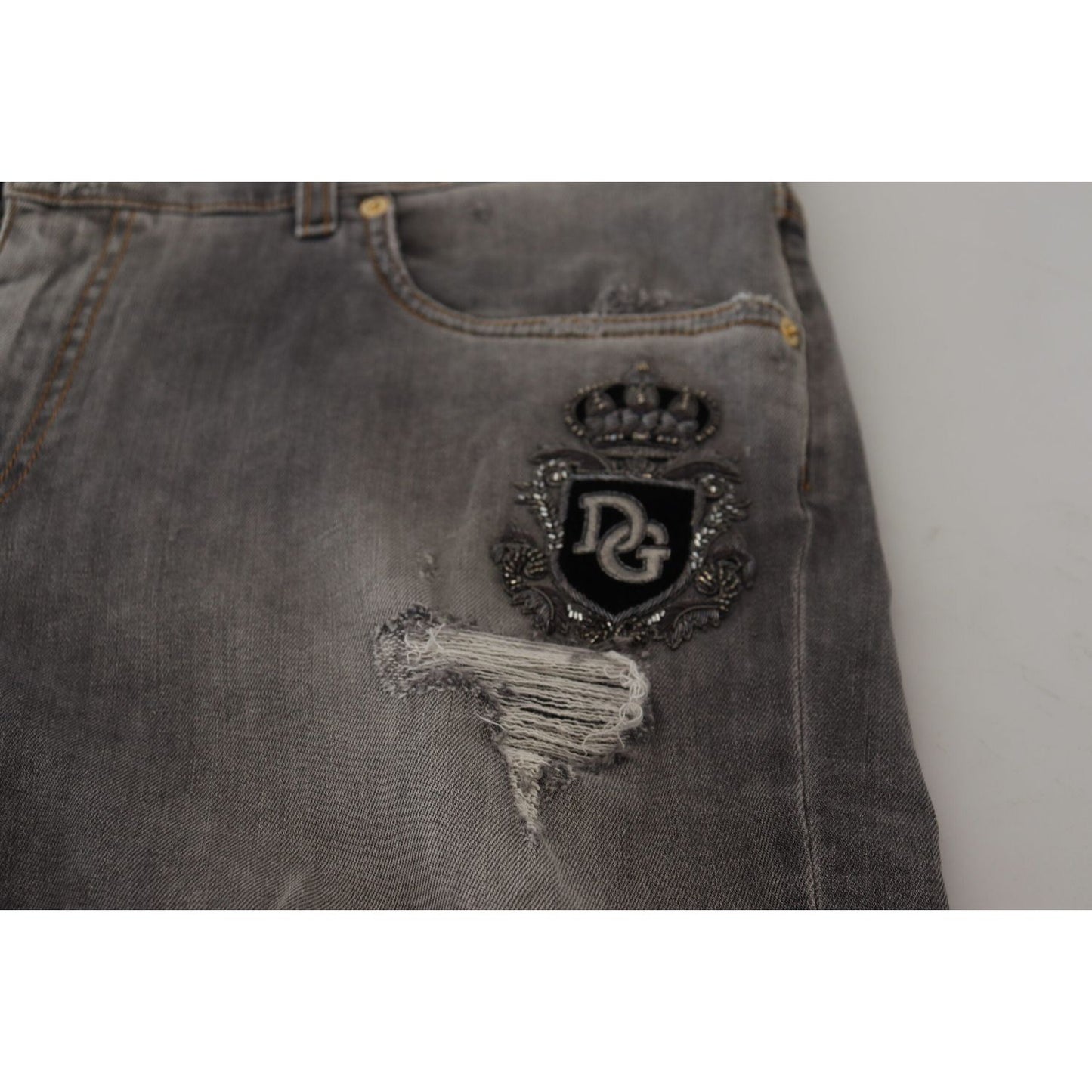 Dolce & Gabbana | Elegant Gray Skinny Denim Jeans| McRichard Designer Brands   