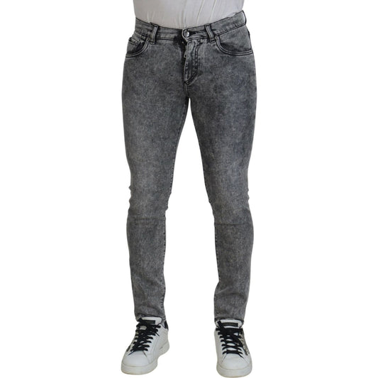 Dolce & Gabbana Elegant Grey Skinny Jeans grey-washed-cotton-slim-fit-men-denim-jeans