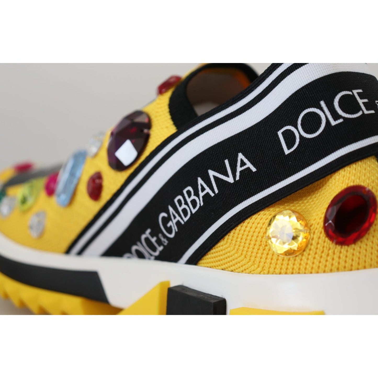 Dolce & Gabbana Exquisite Yellow Techno Fabric Sneakers yellow-sorrento-crystals-sneakers-shoes