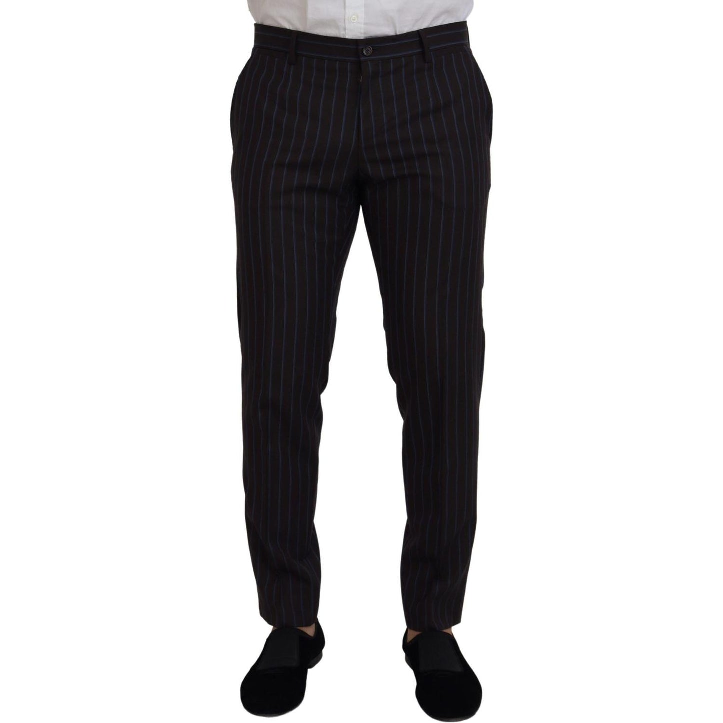 Dolce & Gabbana Elegant Black Striped Virgin Wool Suit black-striped-wool-formal-2-piece-suit