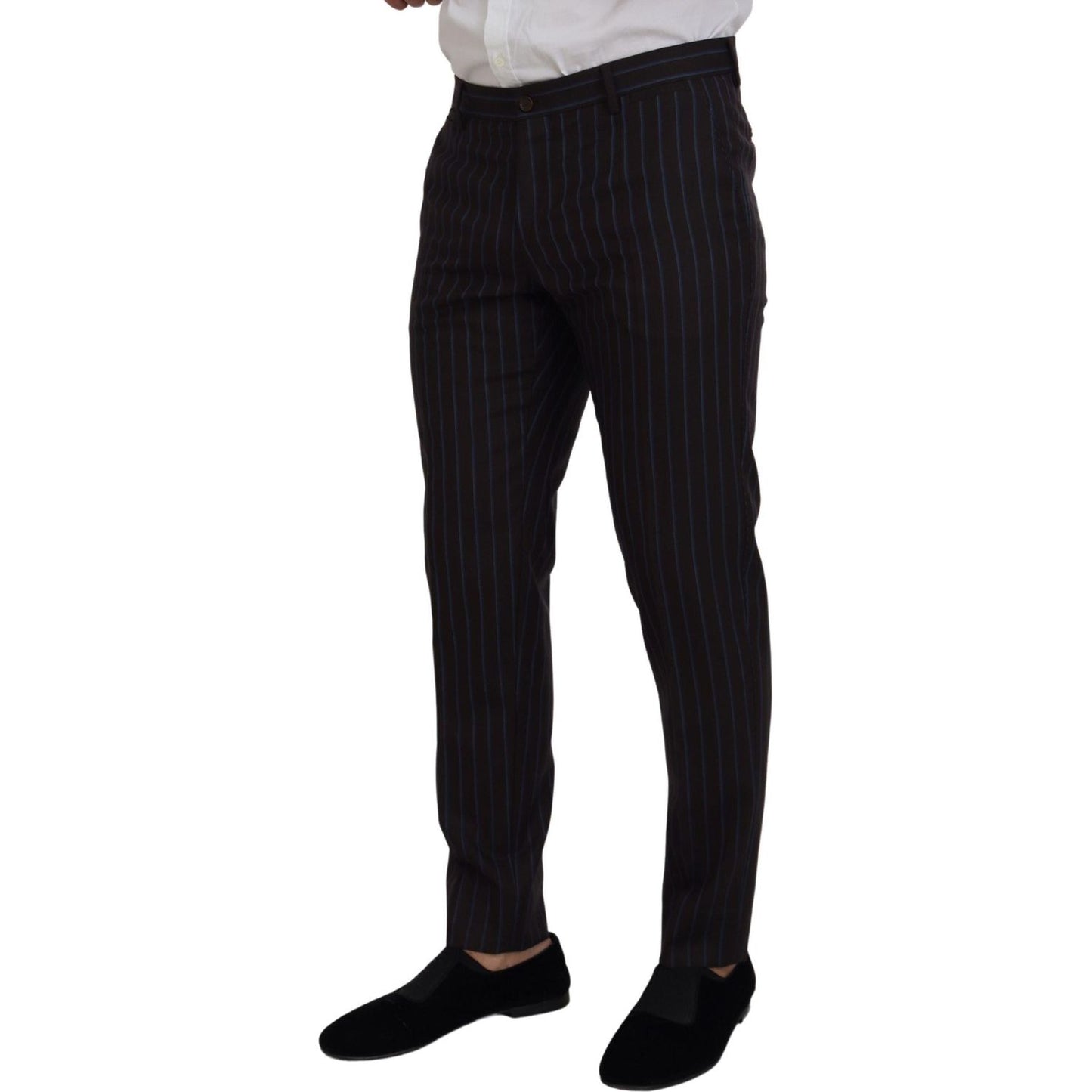Dolce & Gabbana Elegant Black Striped Virgin Wool Suit black-striped-wool-formal-2-piece-suit
