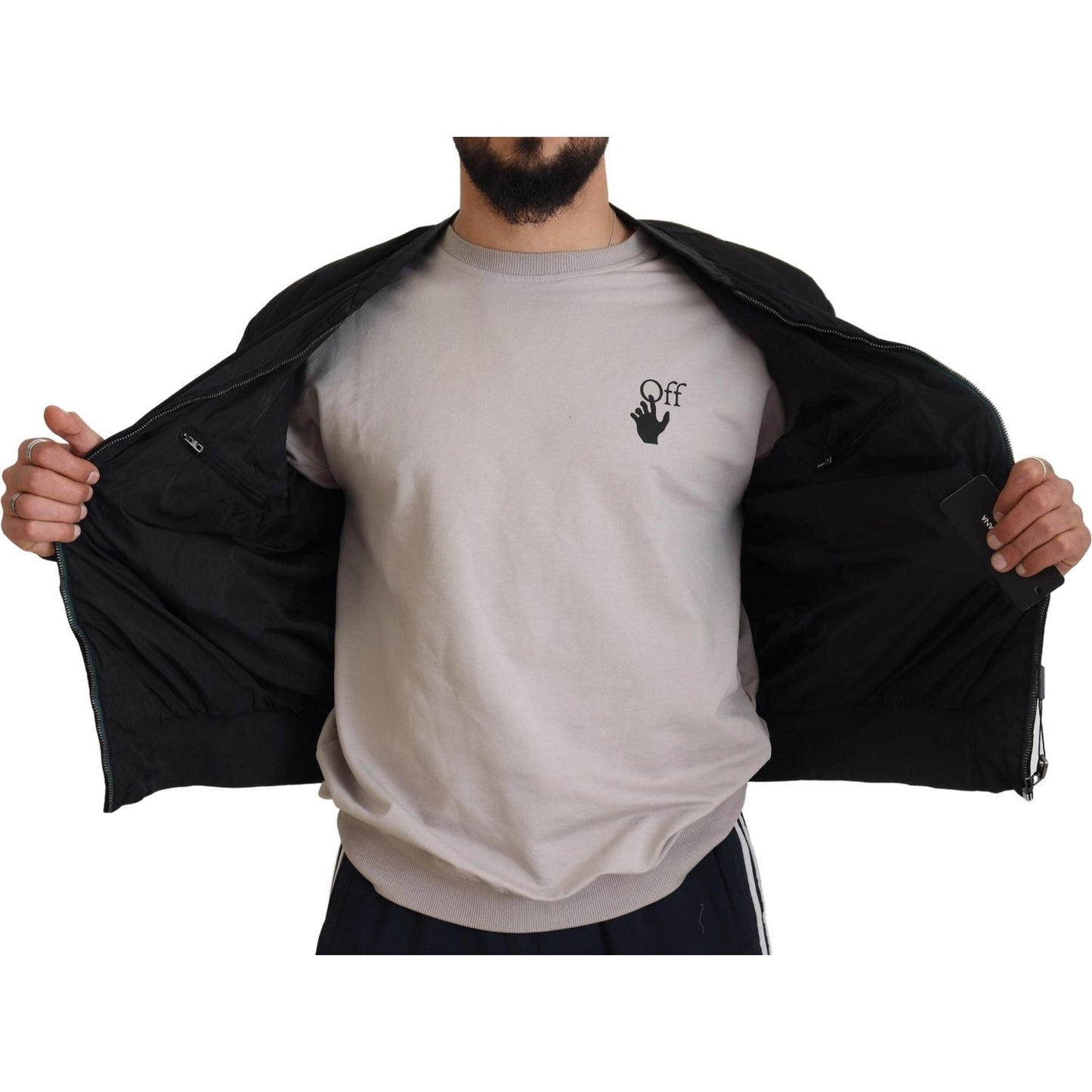 Dolce & Gabbana Elegant Black Bomber Jacket black-nylon-logo-bomber-zipper-jacket