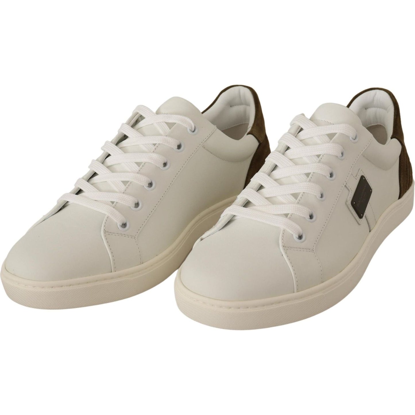 Dolce & Gabbana Chic White Leather Sneakers for Men white-suede-leather-mens-low-tops-sneakers