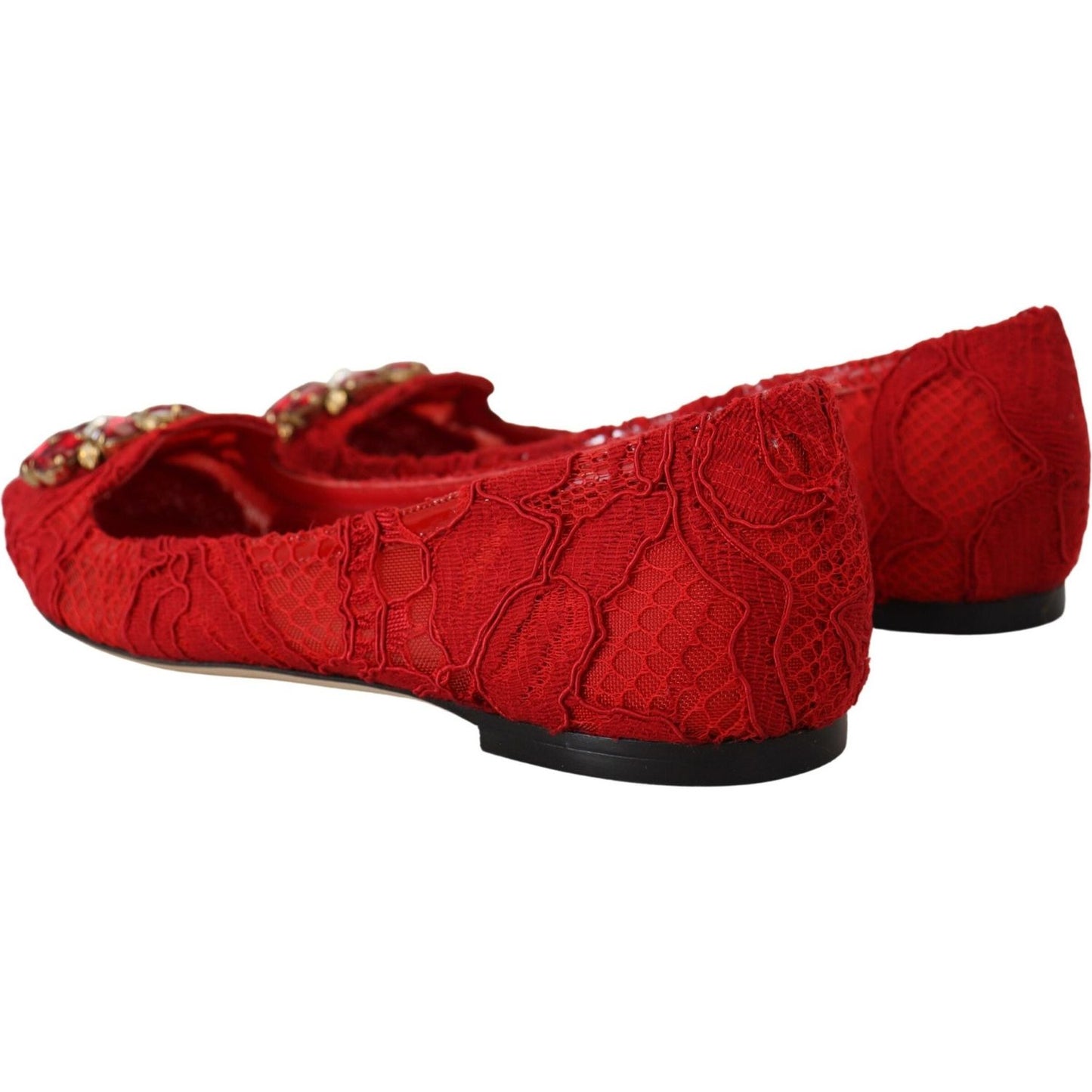 Dolce & Gabbana Red Crystal-Embellished Flats red-taormina-crystals-loafers-flats-shoes