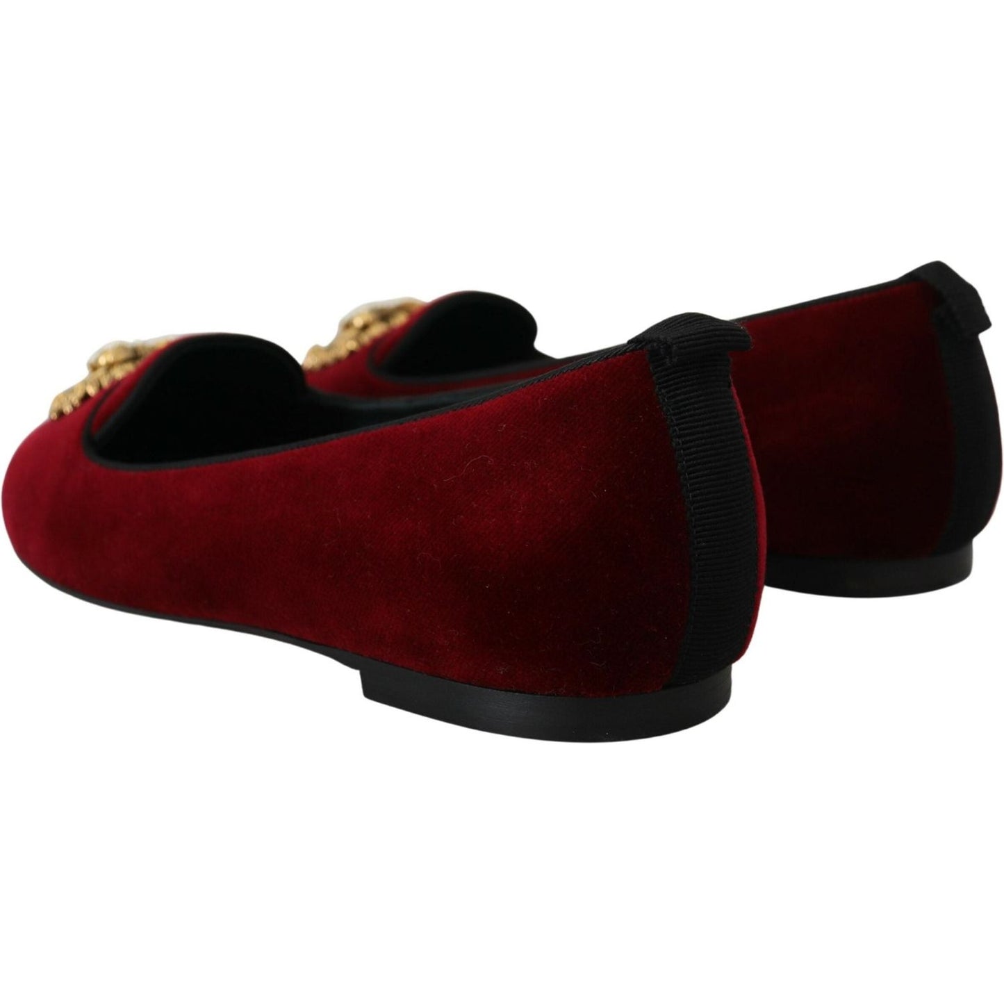 Dolce & Gabbana | Bordeaux Velvet Devotion Loafers| McRichard Designer Brands   