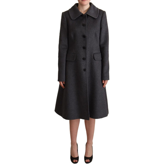 Dolce & Gabbana Elegant Gray Cashmere Trench Coat elegant-gray-cashmere-trench-coat