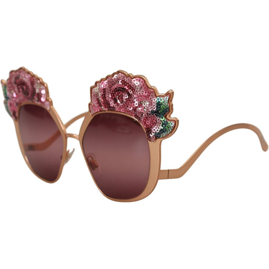 Dolce & Gabbana Chic Rose Sequin Embroidered Sunglasses pink-gold-rose-sequin-embroidery-dg2202-sunglasses
