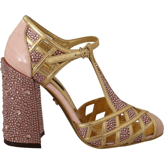 Dolce & GabbanaSilk-Infused Leather Crystal Pumps in Pink GoldMcRichard Designer Brands£909.00