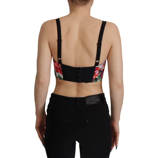 Dolce & Gabbana Floral Print Cropped Corset Top multicolor-cropped-blouse-corset-patchwork-top
