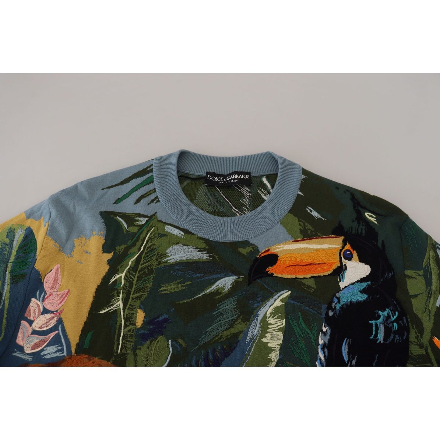 Dolce & Gabbana Jungle Embroidered Wool Silk Sweater multicolor-jungle-wool-pullover-logo-sweater