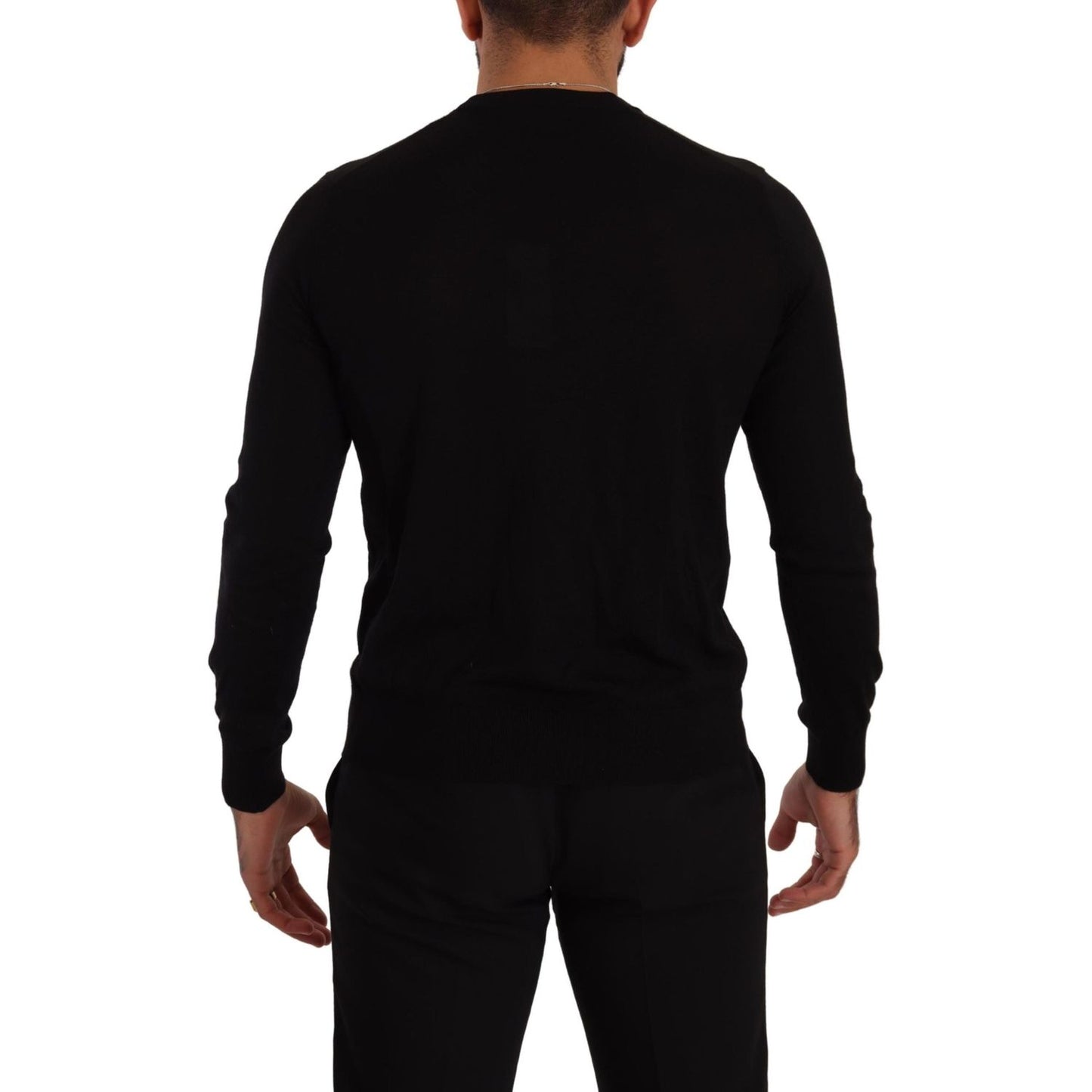 Dolce & Gabbana Elegant V-Neck Black Cashmere Cardigan black-cashmere-button-down-cardigan-sweater-1