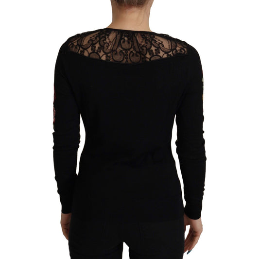Dolce & Gabbana Embroidered Angel Cardigan Sweater black-lace-angel-roses-cardigan-sweater