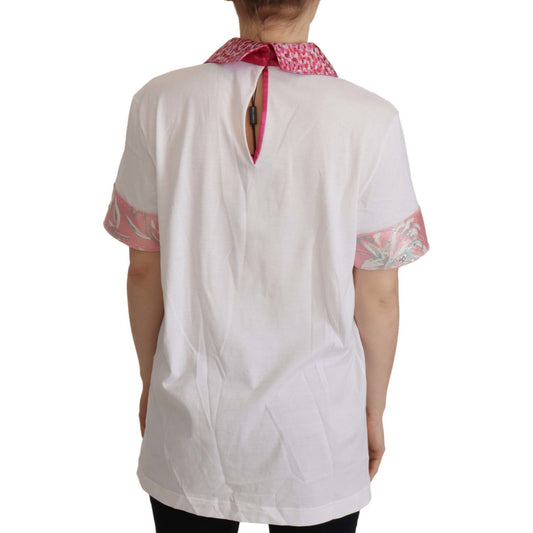 Dolce & Gabbana Elegant Collared Polo T-Shirt in Pristine White white-wide-collar-sartoria-t-shirt-button-top