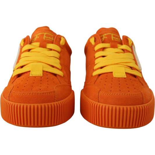 Dolce & Gabbana | Chic Orange Suede Lace-Up Sneakers| McRichard Designer Brands   