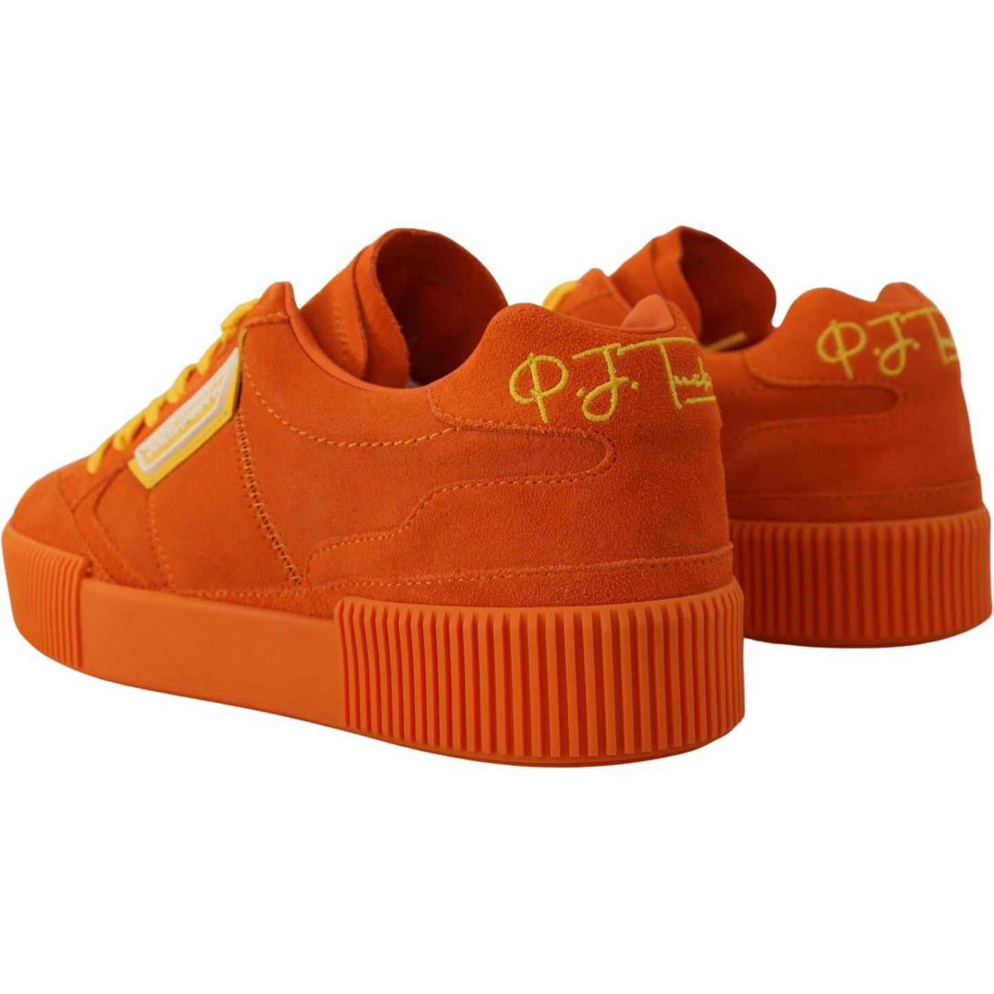 Dolce & Gabbana | Chic Orange Suede Lace-Up Sneakers| McRichard Designer Brands   
