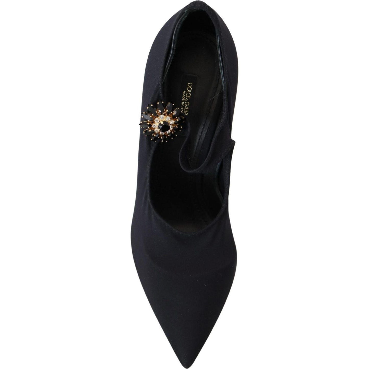 Dolce & Gabbana Chic Black Mary Jane Sock Pumps with Crystals black-socks-stretch-crystal-pumps-shoes