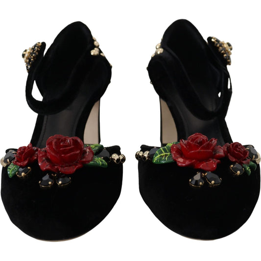 Dolce & Gabbana | Elegant Floral Embellished Heels Sandals| McRichard Designer Brands   