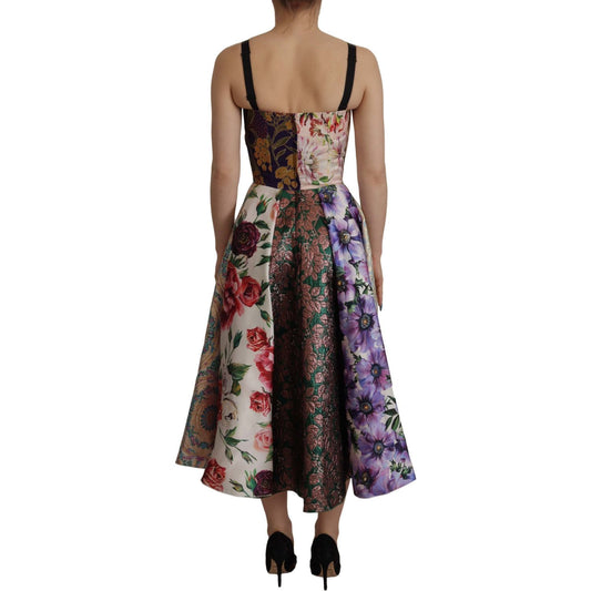Dolce & Gabbana Patchwork Elegance Silk Blend Dress multicolor-pachwork-print-floral-jaquard-silk-midi-dress