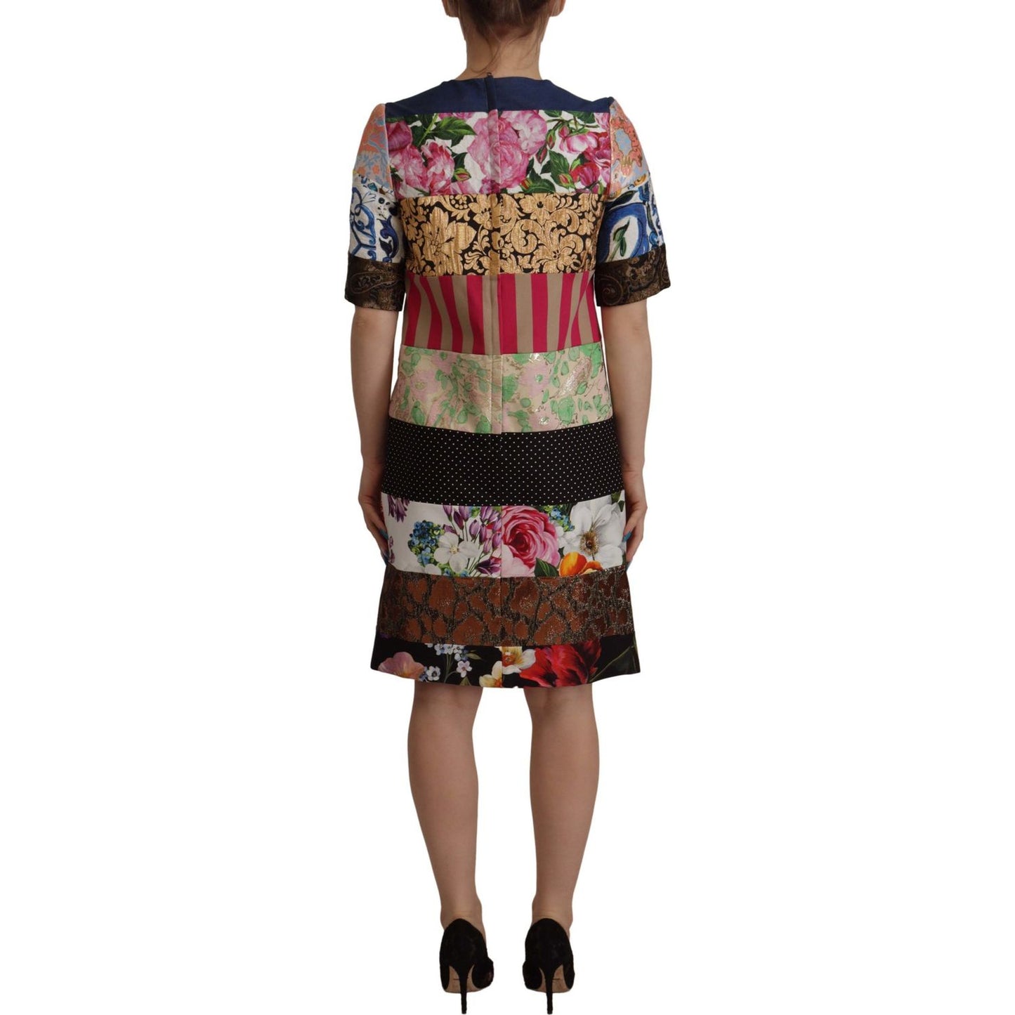 Dolce & Gabbana Patchwork Sheath Mini Dress - Multicolor Elegance patchwork-sheath-mini-dress-multicolor-elegance