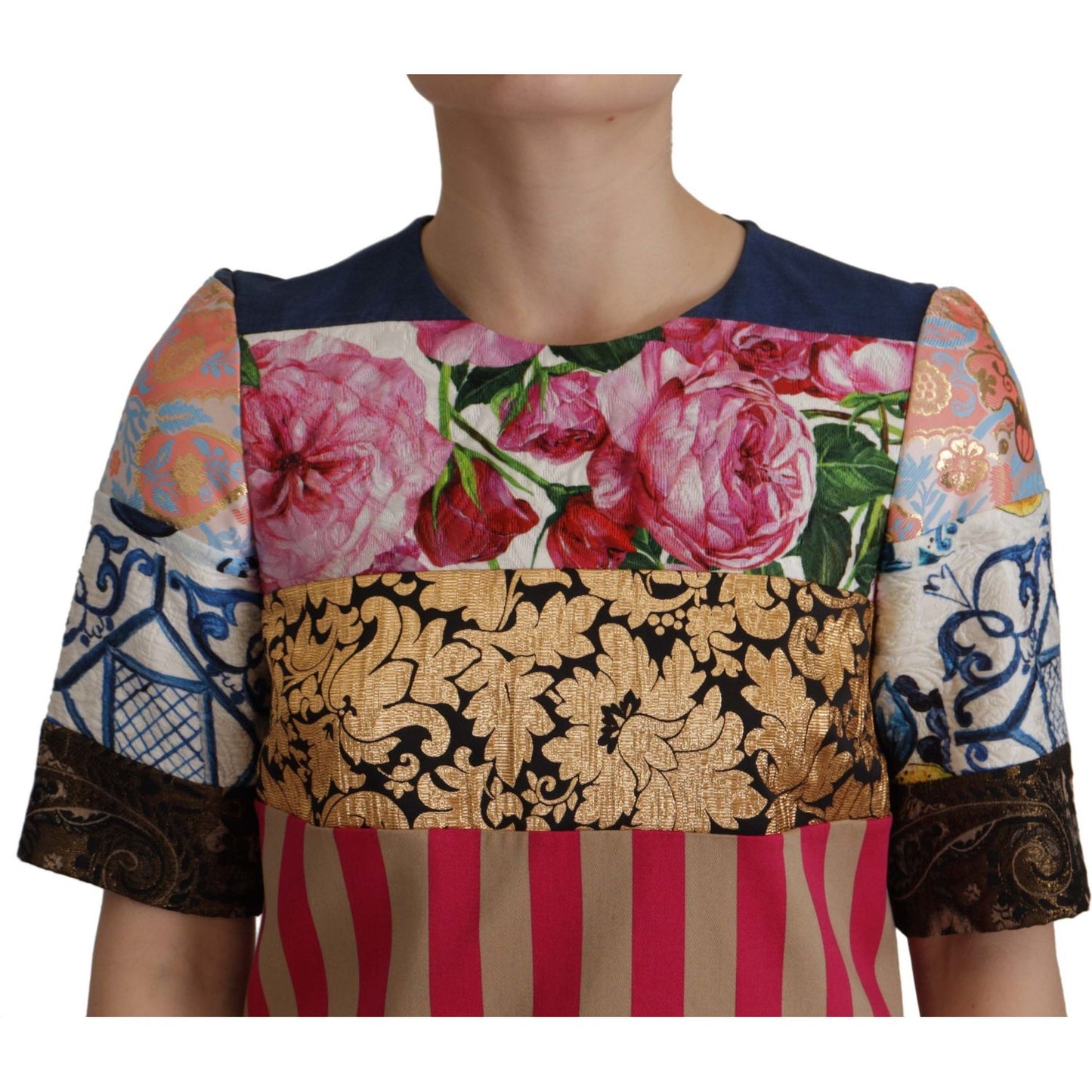 Dolce & Gabbana Patchwork Sheath Mini Dress - Multicolor Elegance patchwork-sheath-mini-dress-multicolor-elegance