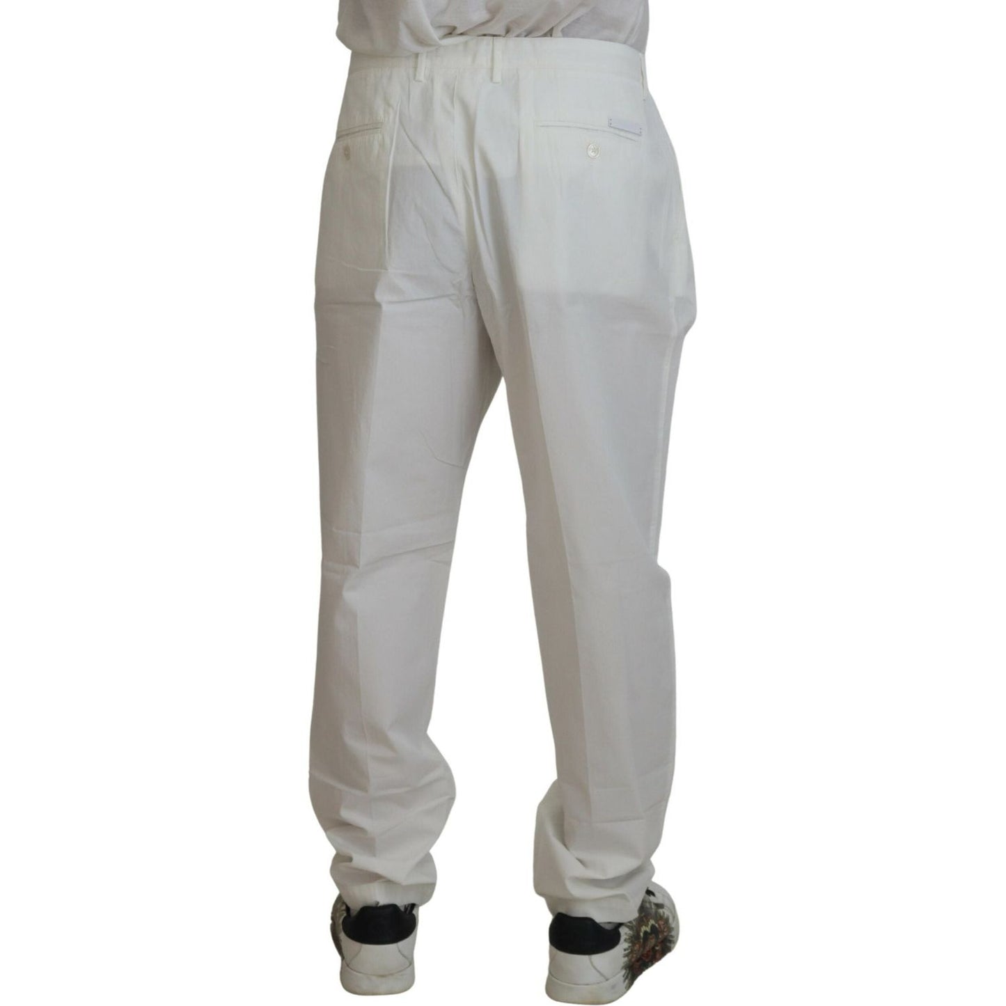 Dolce & Gabbana | Elegant White Cotton Chino Dress Pants| McRichard Designer Brands   